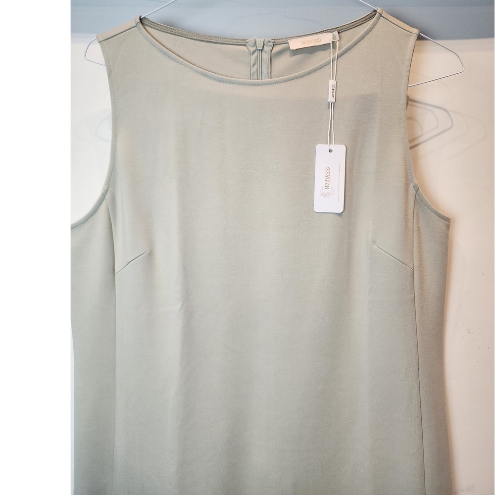 Wldrsd Womens XXL Sage Green Sleeveless Sheath Midi Dress Business Casual NWT - Picture 4 of 9